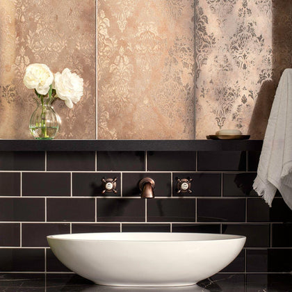 Damask Distressed Rose Gold