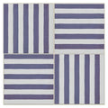 Square ceramic deck chair porcelain royal blue tiles with alternating vertical and horizontal navy blue white stripes