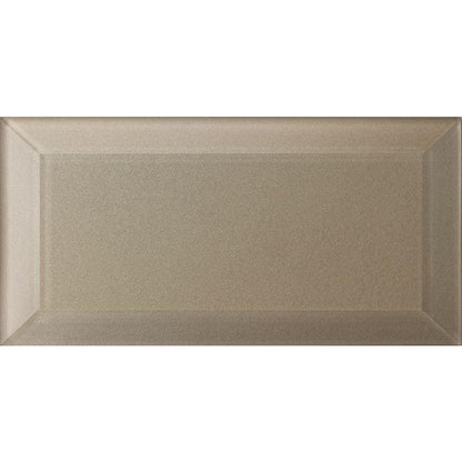 Dionysus Metallic Glass Bevel 200 x 100mm beige metallic glass bevel tile with a textured surface