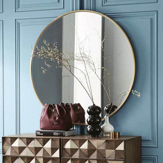 Docklands Round Mirror 60cm Brushed Brass - alternate view
