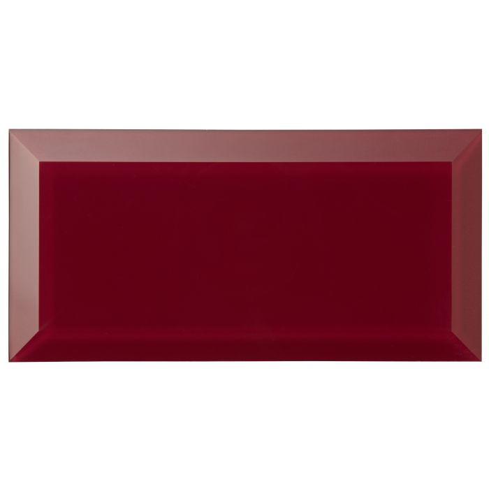 Ebro Clear Bevel Glass rectangular glossy burgundy bevelled glass tile