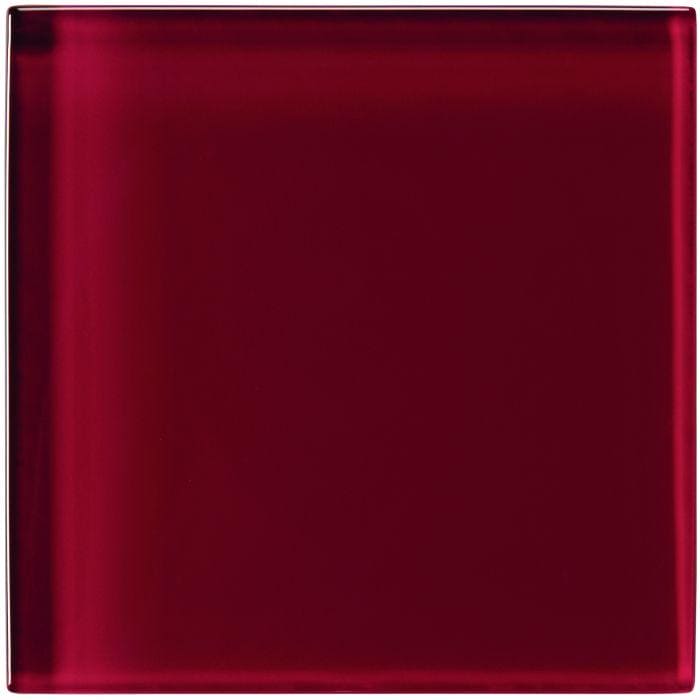 Ebro Clear Glass 100 x 100mm square glossy red glass tile with smooth reflective surface for wall or floor use