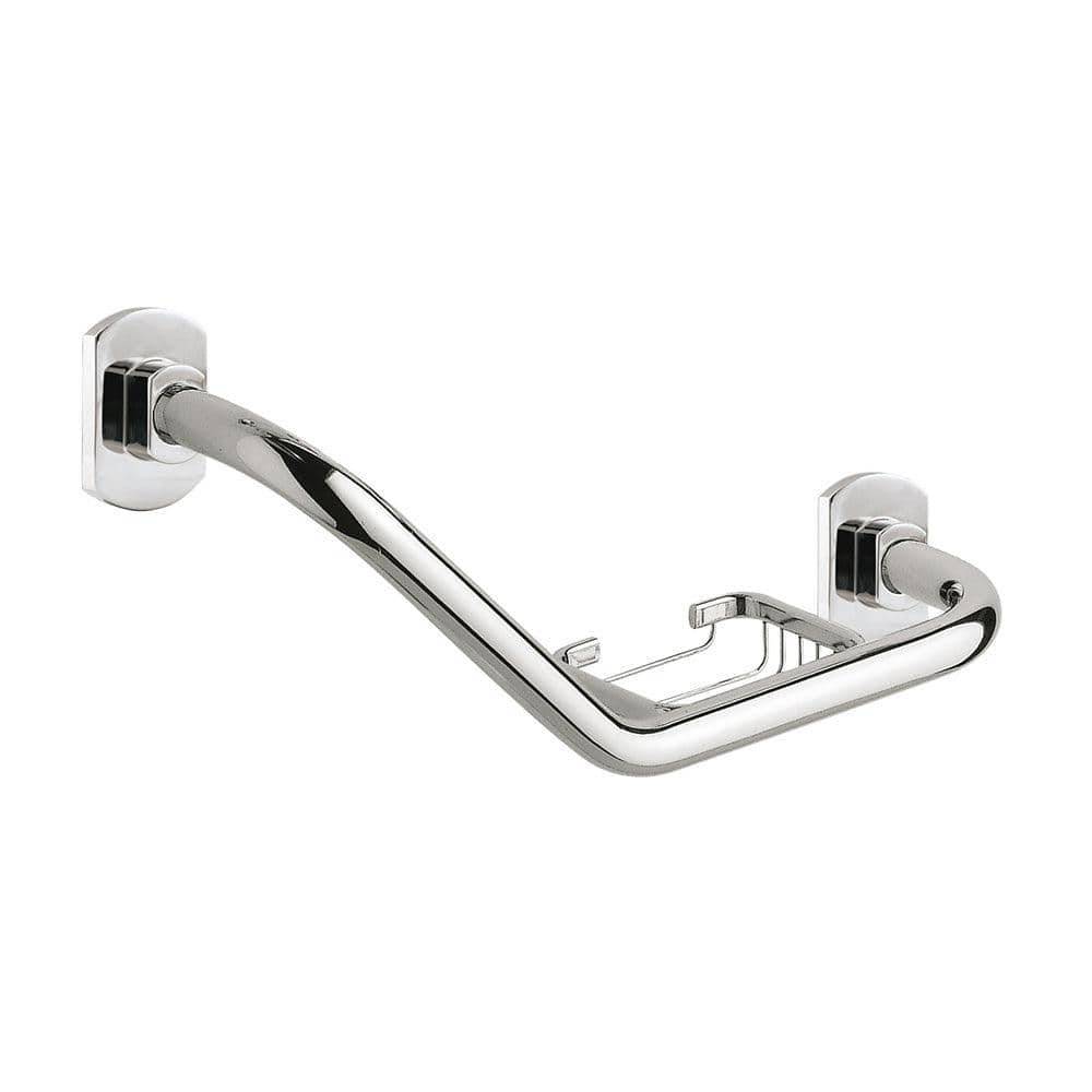 Edera Angled Grab Bar with Basket Chrome