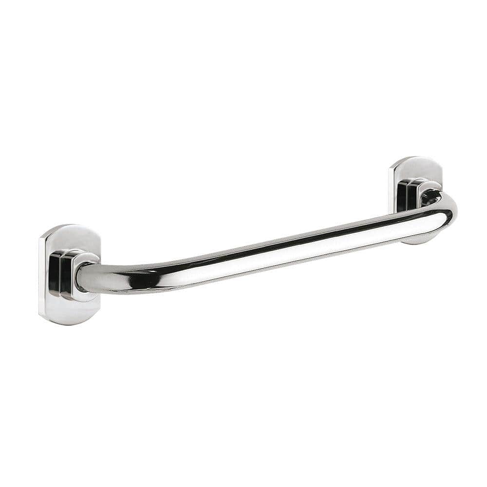 Edera grab bar 35cm chrome with chrome-finished metal, sleek curved design, and rectangular mounting plates