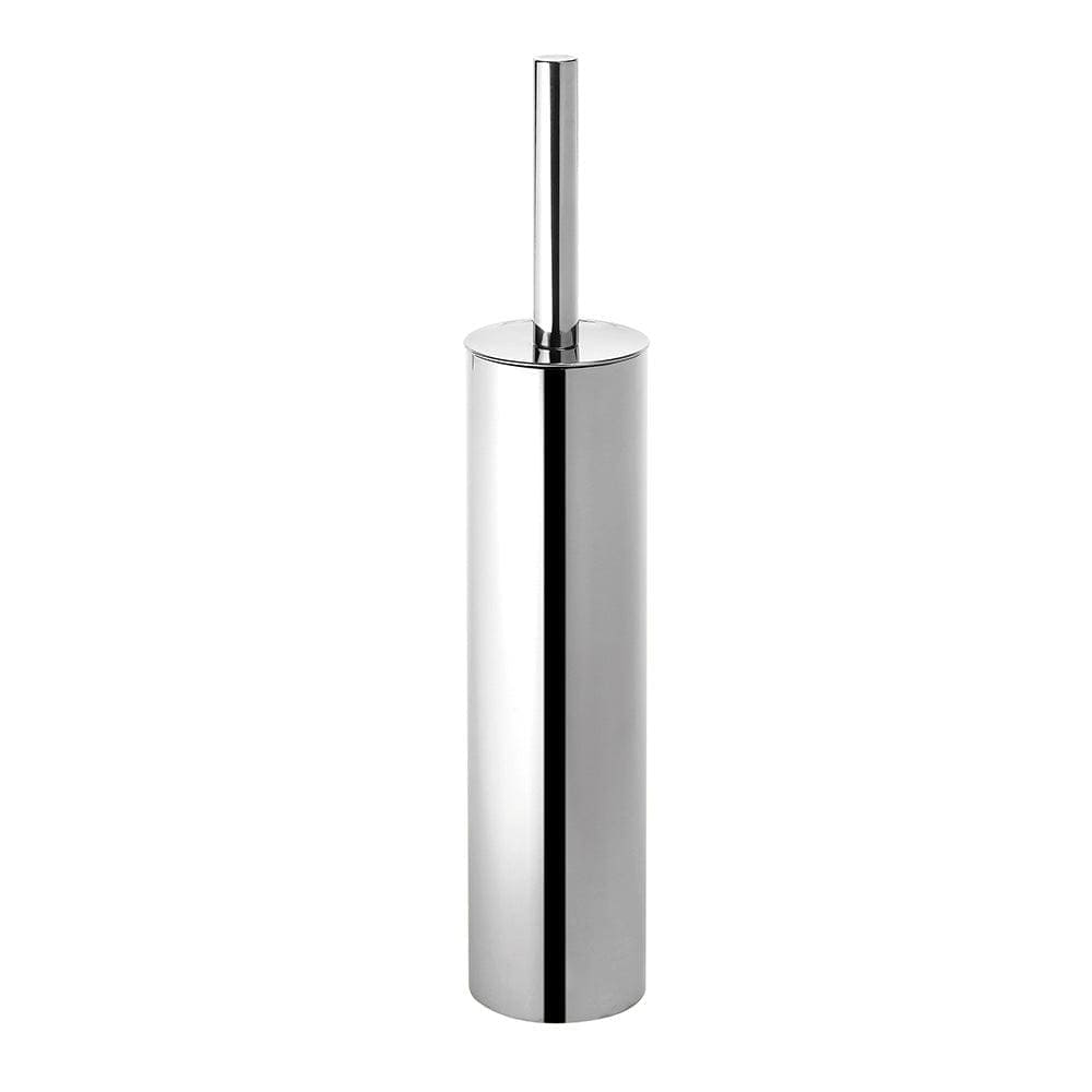 Edera wc brush set freestanding chrome with a sleek modern cylindrical toilet brush holder in chrome finish