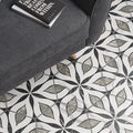 Elazig hexagon black and white marble patterned floor tiles with geometric leaf design for stylish interiors