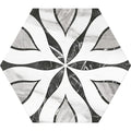 Elazig hexagon hexagonal marble tile with striking black and white floral pattern for elegant wall or floor decor