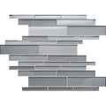 Gray glass mosaic tile erebos mixed format mosaic with varying shades and smooth and textured surfaces