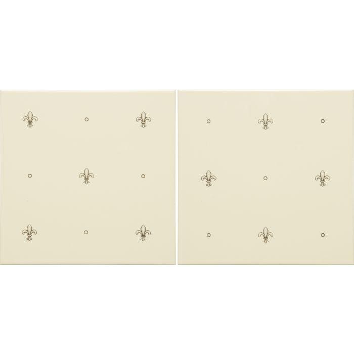 Original Style Tiles - Ceramic 152 x 152 x 7mm - 2 Tile Set Fabergé Fleur de Lis 2-tile Set Charcoal Grey on Colonial White
