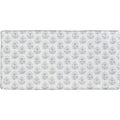 A rectangular white Fabrique Picot French Blue mat with a repeating pattern of light gray floral motifs