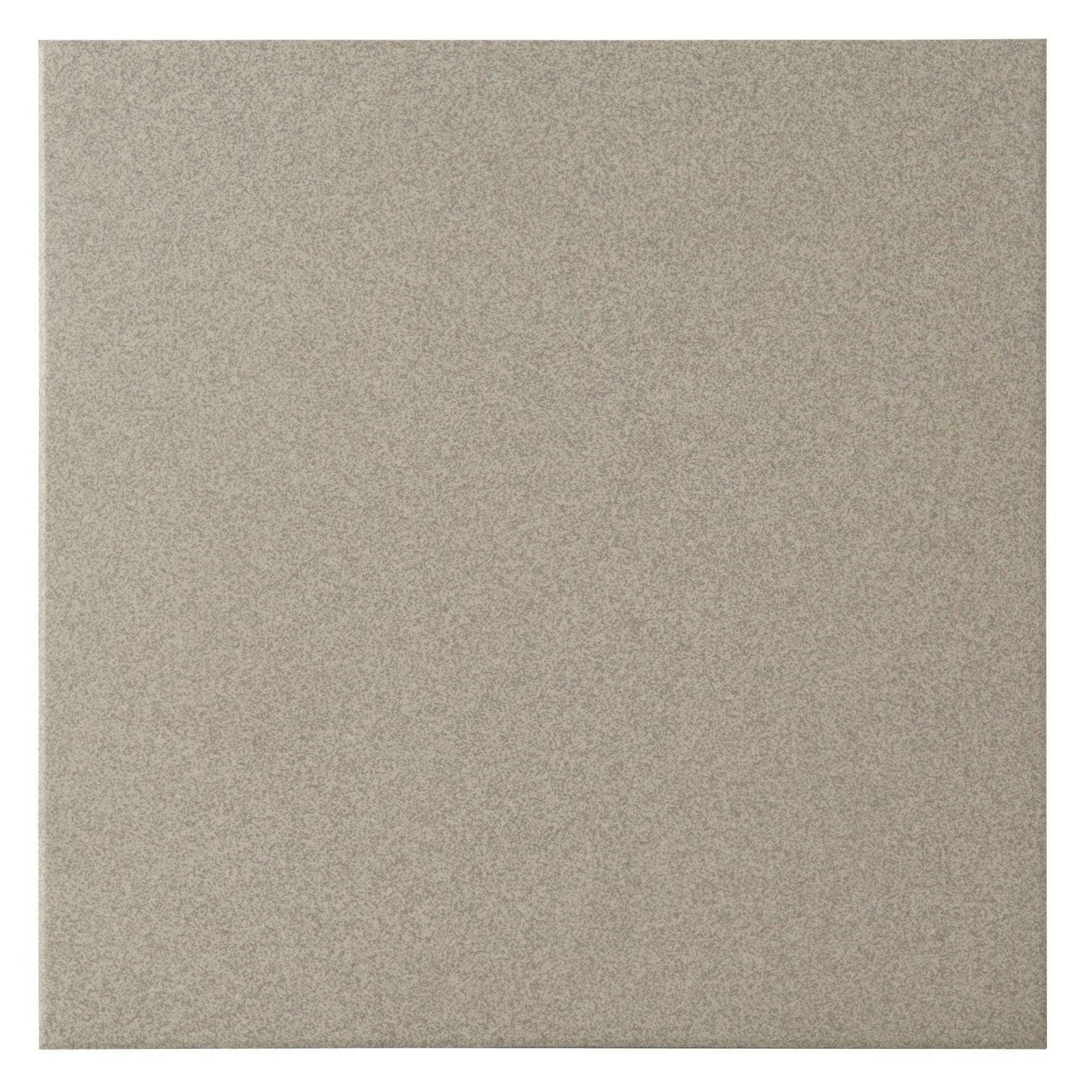 A square matte finished flat steel grey tile with subtle speckled texture in a neutral gray tone