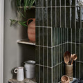 Foundry porcelain smeraldo dark green glossy rectangular porcelain tiles with white grout lines for wall or floor use