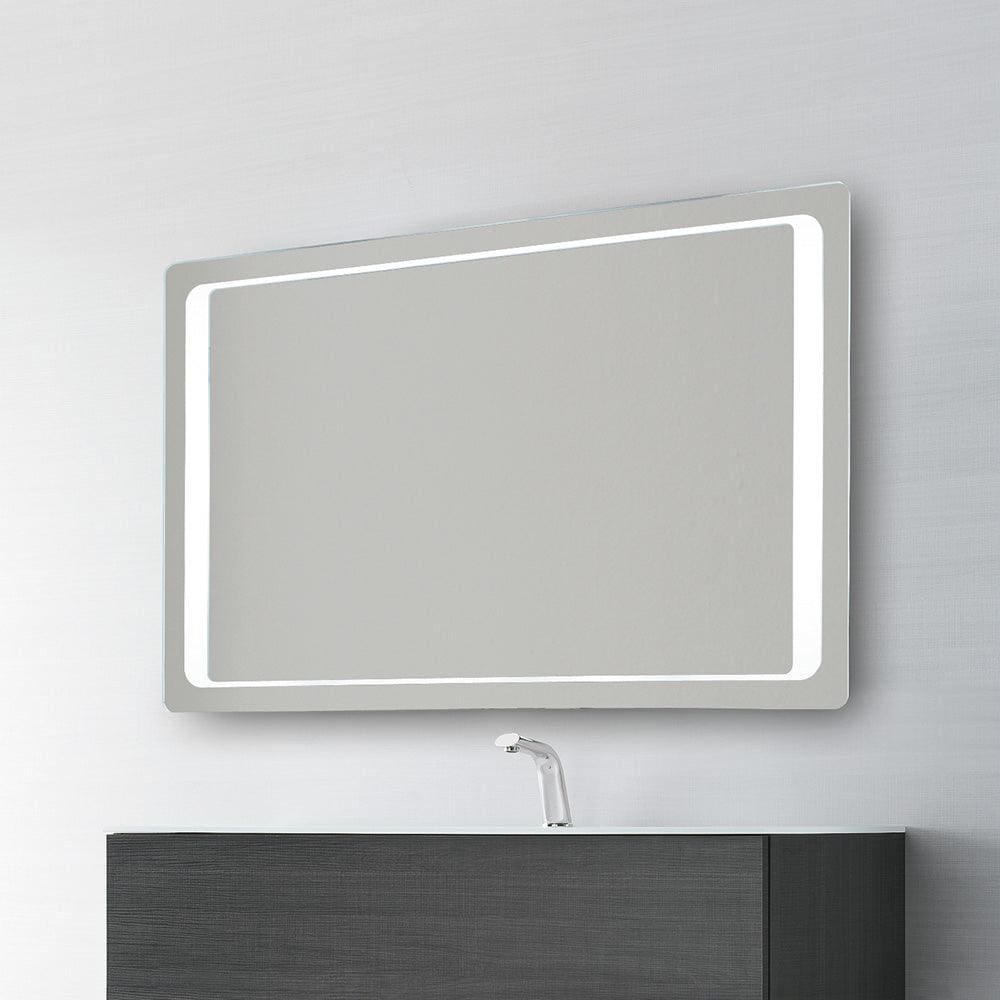 Rectangular glow mirror 120 with sleek modern design and integrated led light strip for bathroom use