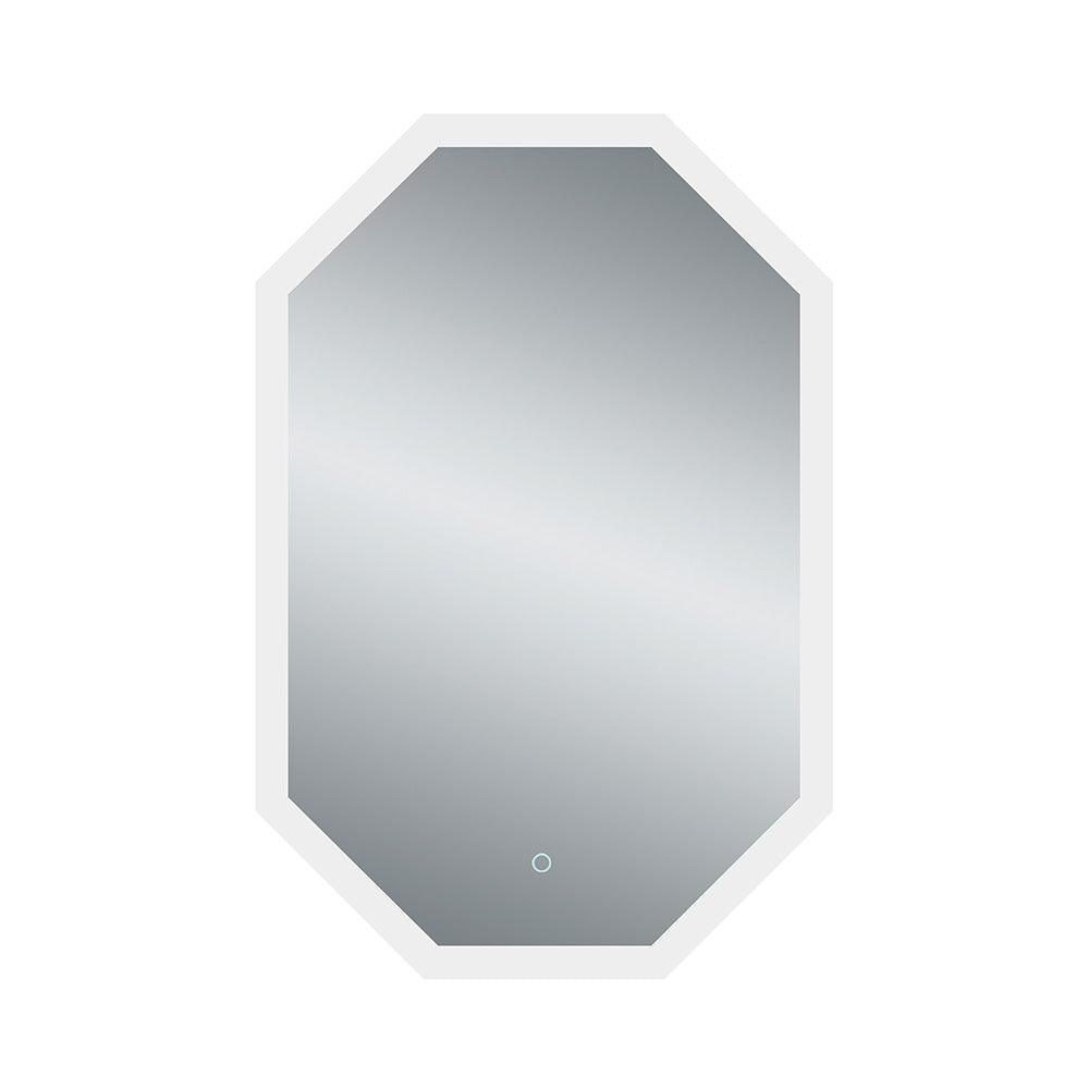 White-framed octagonal bathroom mirror grand deco mirror 60x90cm with integrated led lighting
