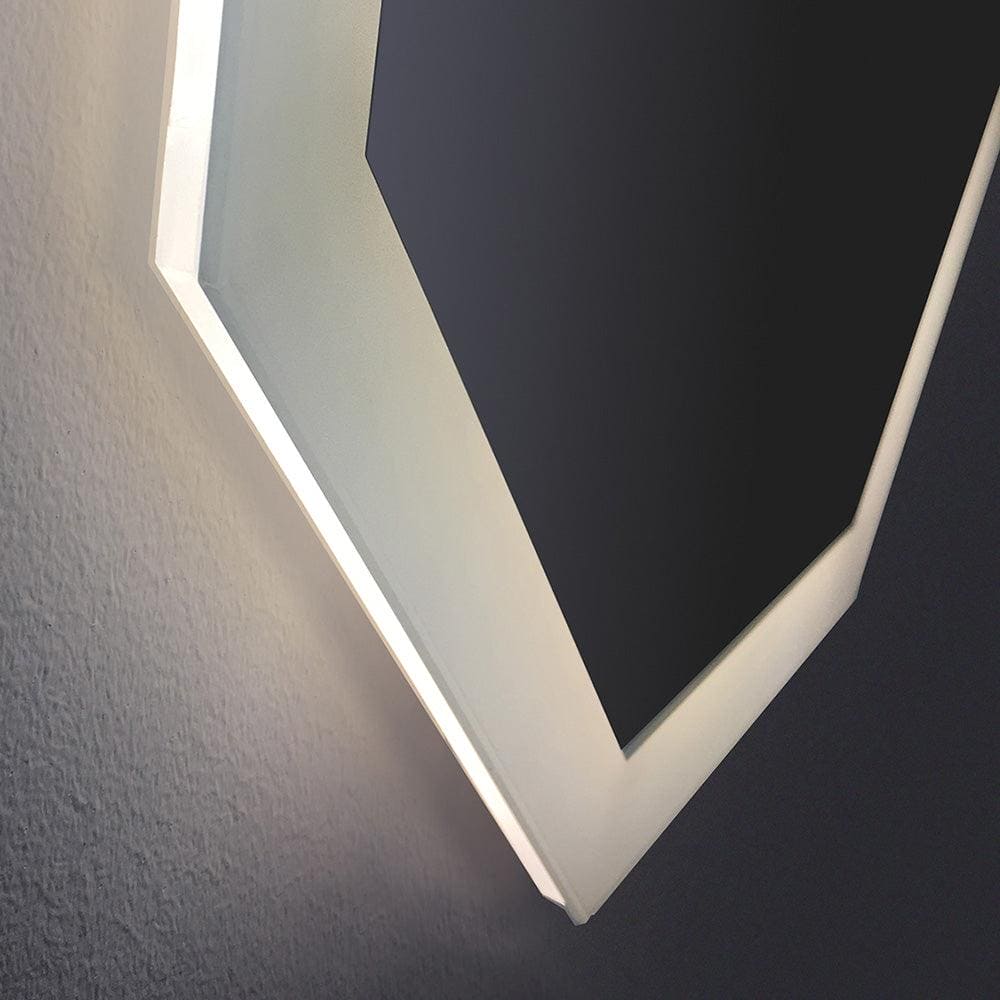 Grand deco mirror 60x90cm sleek modern hexagonal design with glowing white led frame for stylish wall decor