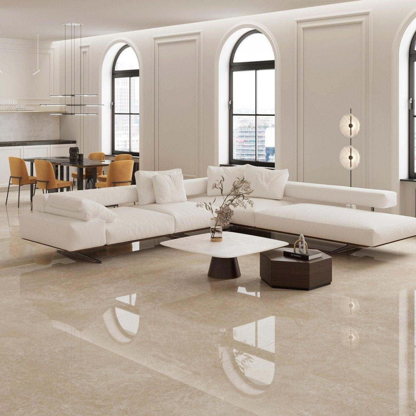 Greek Cream Polished Porcelain Tiles