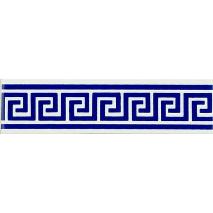 Greek Key Royal Blue On Brilliant White - Hyperion Tiles