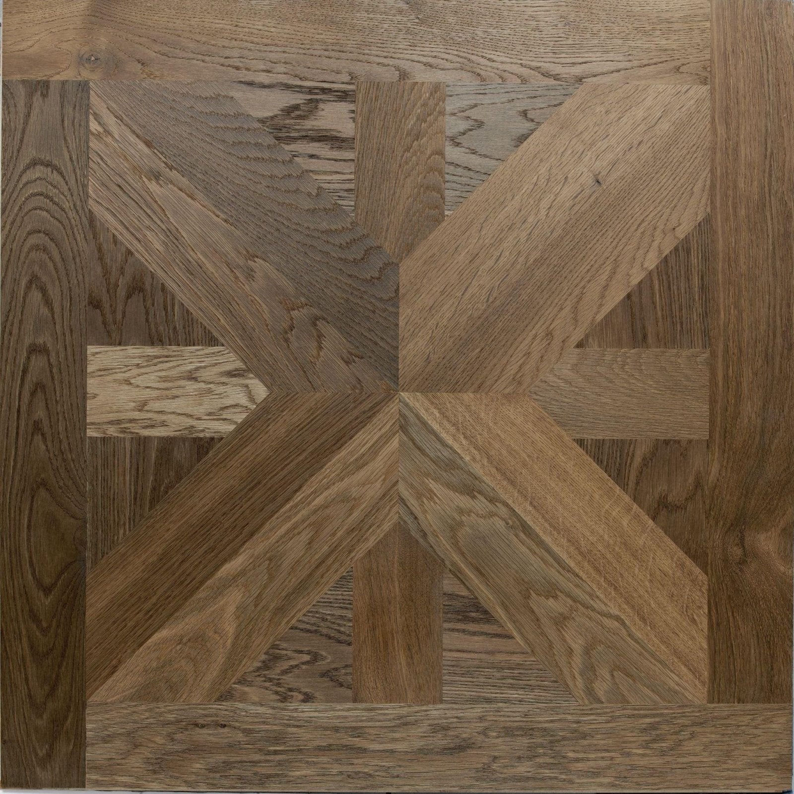 Highgrove royal oak dark brown hardwood floor tile with geometric cross pattern for elegant interior flooring