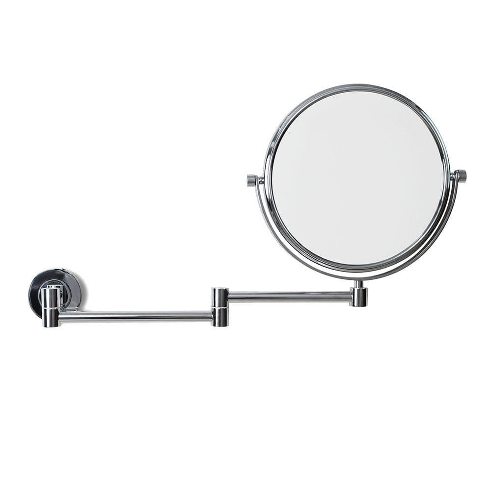 Hutton reversible 5x magnifying wall mirror chrome finished with a sleek extendable arm and circular reflective surface