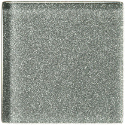 Hydrus Constellation Glass 100 x 100mm square metallic grey glass tile with a speckled textured surface