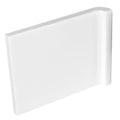 White rectangular ceramic internal half tile wrapping piece with rounded edges and smooth glossy brilliant white finish