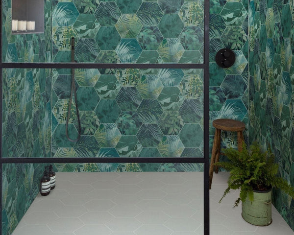 Jungle Hexagon Porcelain By Clarissa Hulse Tile 24.5x21.5cm