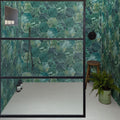 Jungle hexagon porcelain shower wall tiles by clarissa hulse featuring hexagonal green tropical leaf pattern