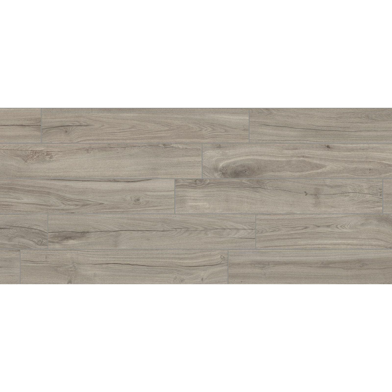 Jurupa cool matt 20 x 120cm grayish wood-plank flooring with subtle natural grain pattern and realistic knots