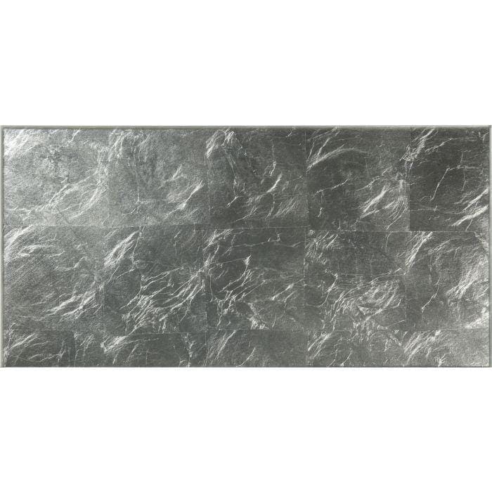 Karnak decorative glass silver metallic tile with textured stone-like surface for modern interior design