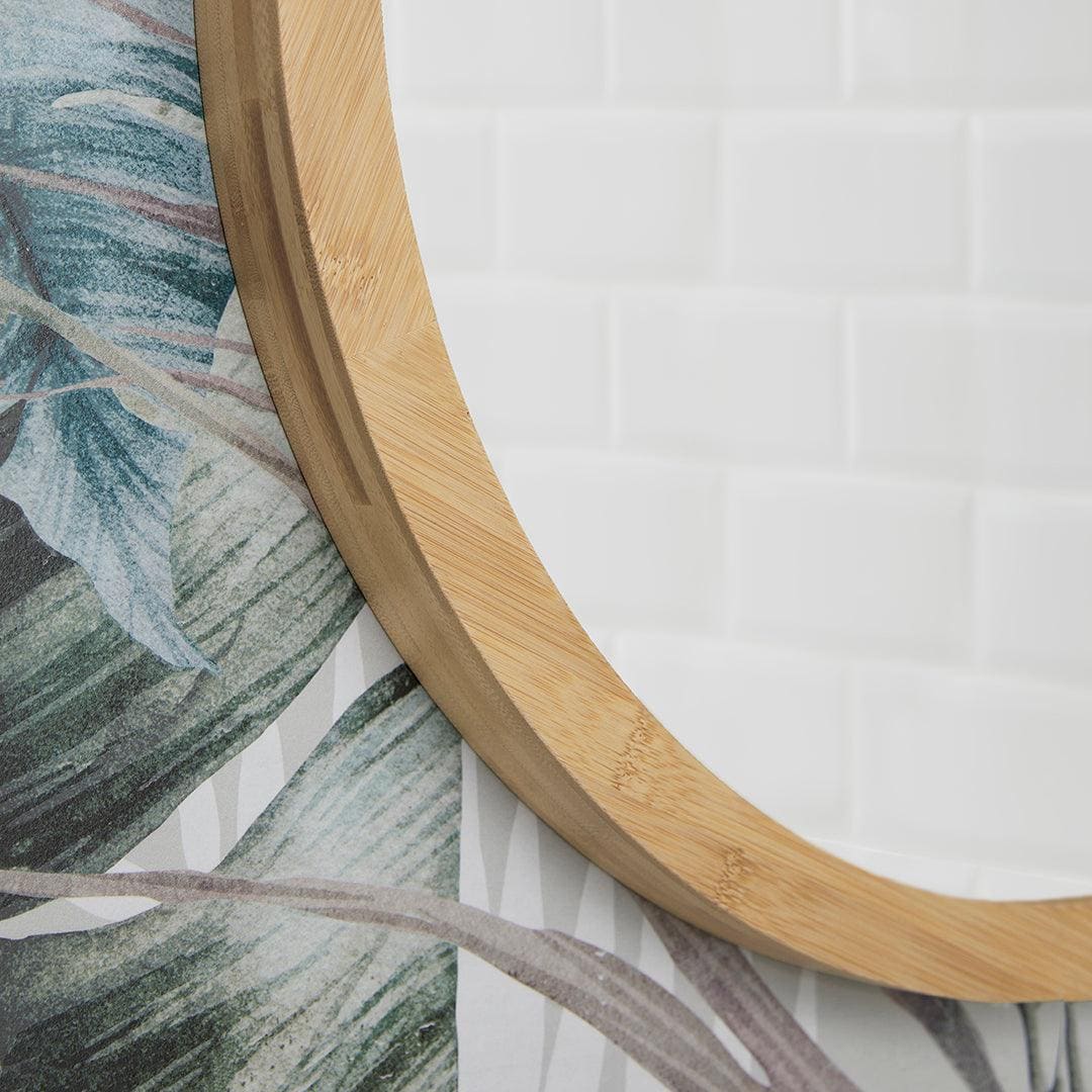 Kenji mirror round 60cm with a light bamboo frame and circular design for stylish wall decor