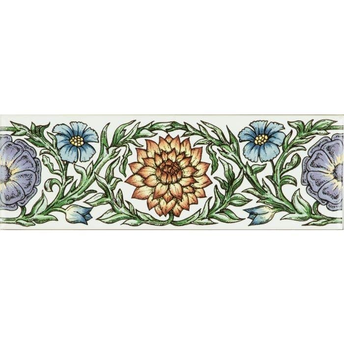 Knot Garden Blue & Yellow Classical Decorative Border on Brilliant White