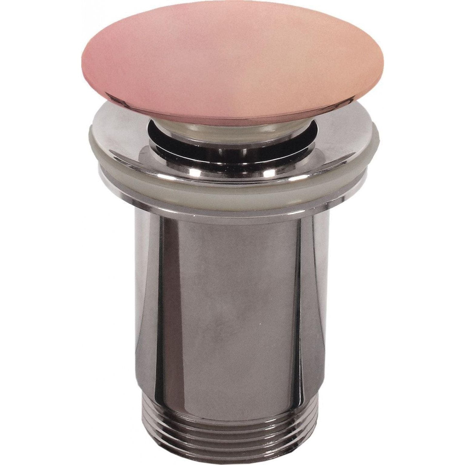 Lavabo Berlin Flamingo copper-toned sink drain stopper with polished chrome base and threaded mounting for secure installation