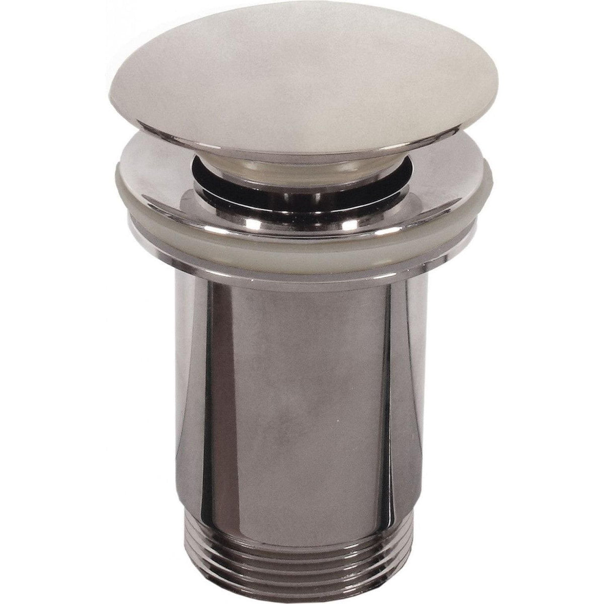 Shiny chrome-finished sink drain with sleek rounded top and threaded base for lavabo berlin grey sink