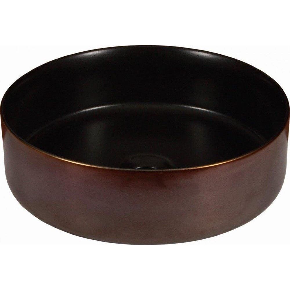 Lavabo Extreme Duo sleek round copper bathroom sink with matte black interior and metallic sheen on outer rim