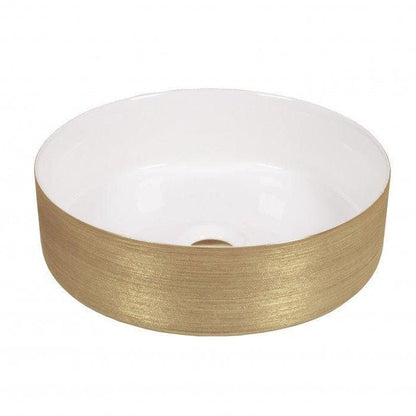 Lavabo Heller White & Gold in a bathroom setting
