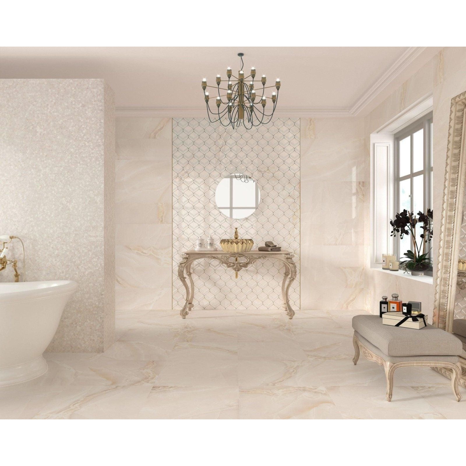 Lavabo selene light gold gold ornate vanity with matching basin and intricate carvings in elegant light gold finish