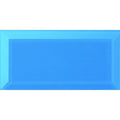 A rectangular blue Loire Clear Bevel Glass tile with a glossy finish and subtle gradient shading