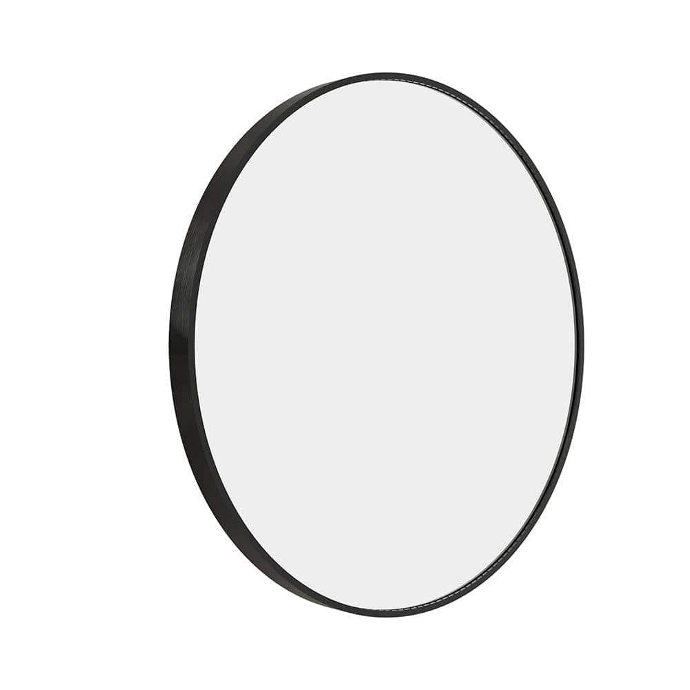 Lomax round mirror 60cm black with sleek minimalist oval frame for modern wall decor