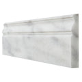 White marble baseboard with elegant classic molding design long island marble skirting honed finish