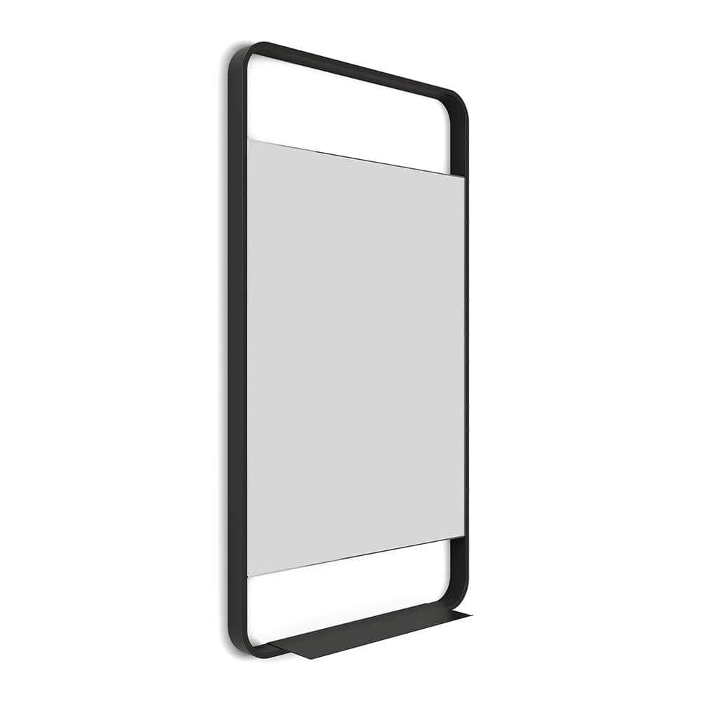 Black-framed rectangular ludgate mirror with integrated shelf in sleek minimalist design 55x100cm black
