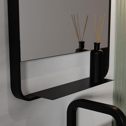 Ludgate Mirror with Shelf 55x100cm Black