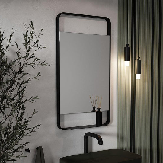 Ludgate Mirror with Shelf 55x100cm Black - alternate view