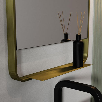 Ludgate Mirror with Shelf 55x100cm Brushed Brass