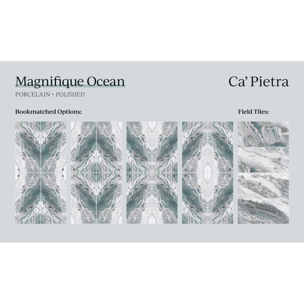 Magnifique porcelain ocean tiles with polished gray and teal oceanic veining for elegant flooring and wall cladding