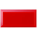 Vibrant red mekong clear bevel glass tile with glossy mirrored finish and beveled edges