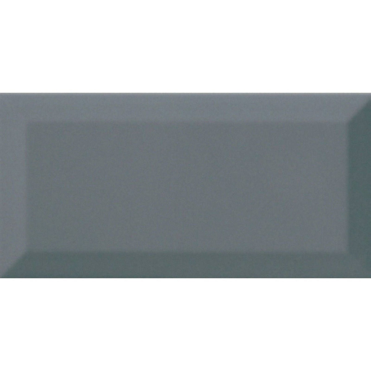 A sleek matte-finished rectangular metro avon gloss tile in muted gray-blue with subtle raised edges