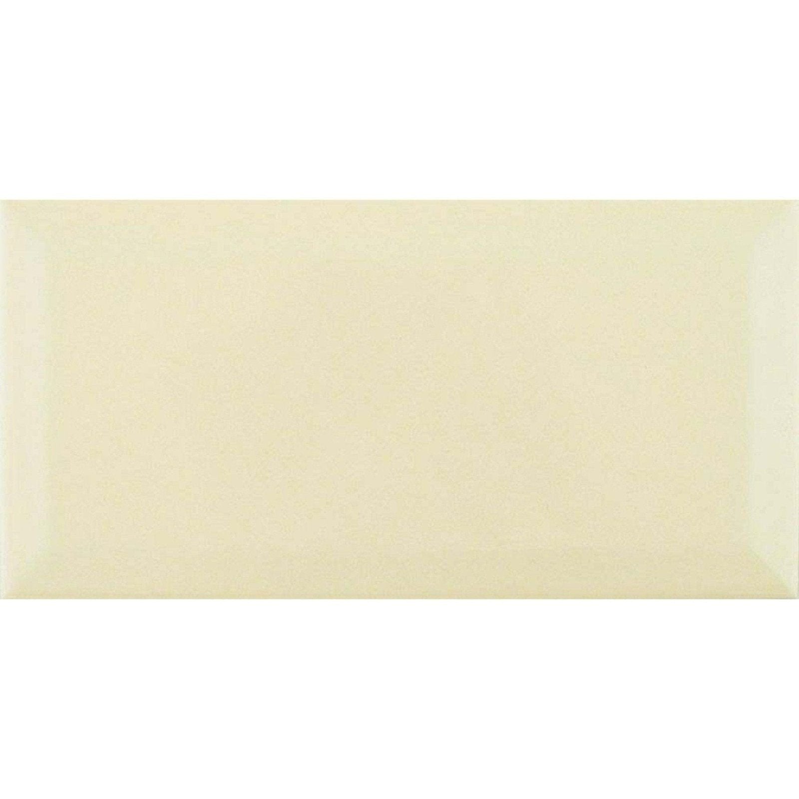 Cream-colored rectangular ceramic tile with a smooth glossy finish from the Metro Cream Gloss collection