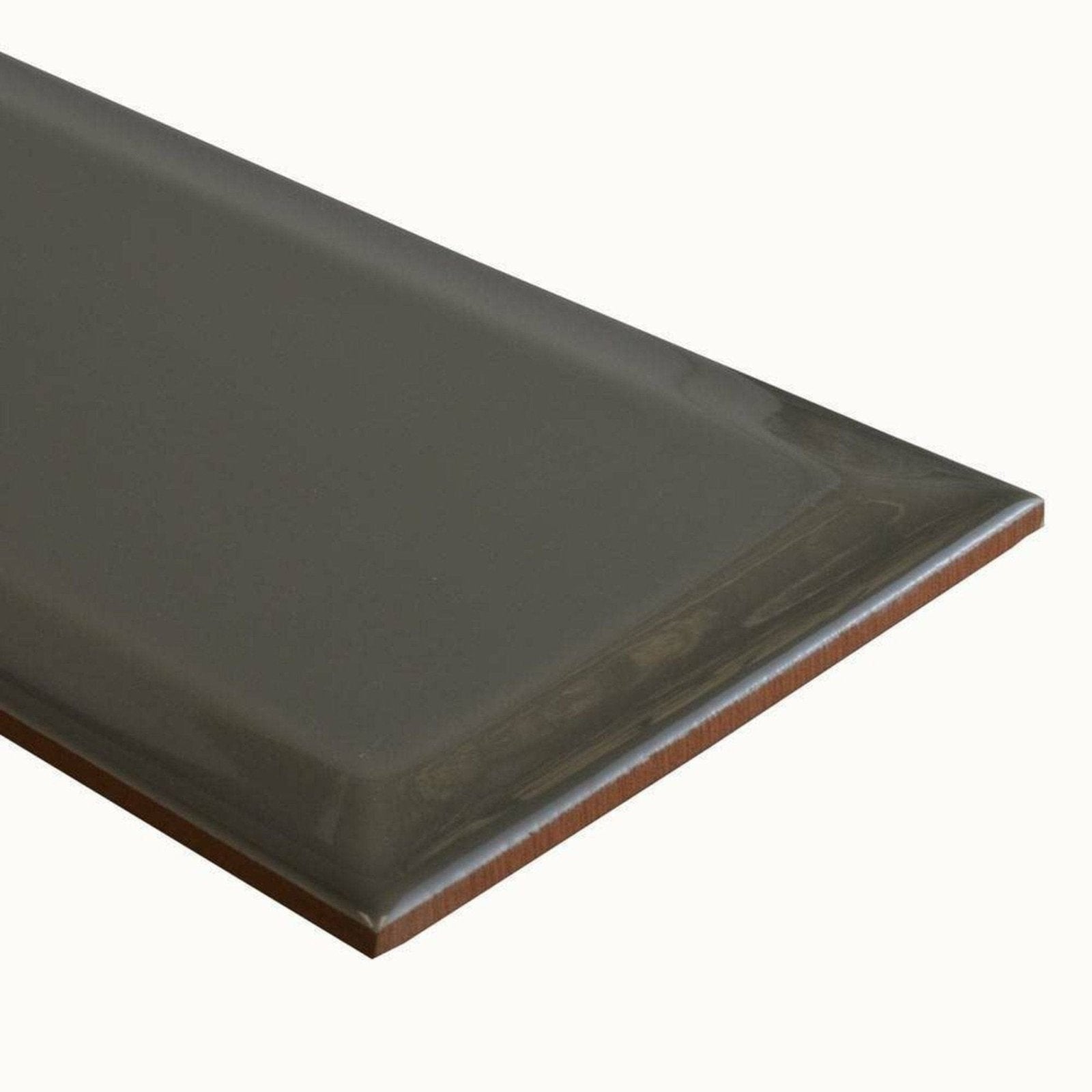 Dark gray glossy ceramic tile metro dark grey gloss with a subtle brownish edge for modern flooring and walls