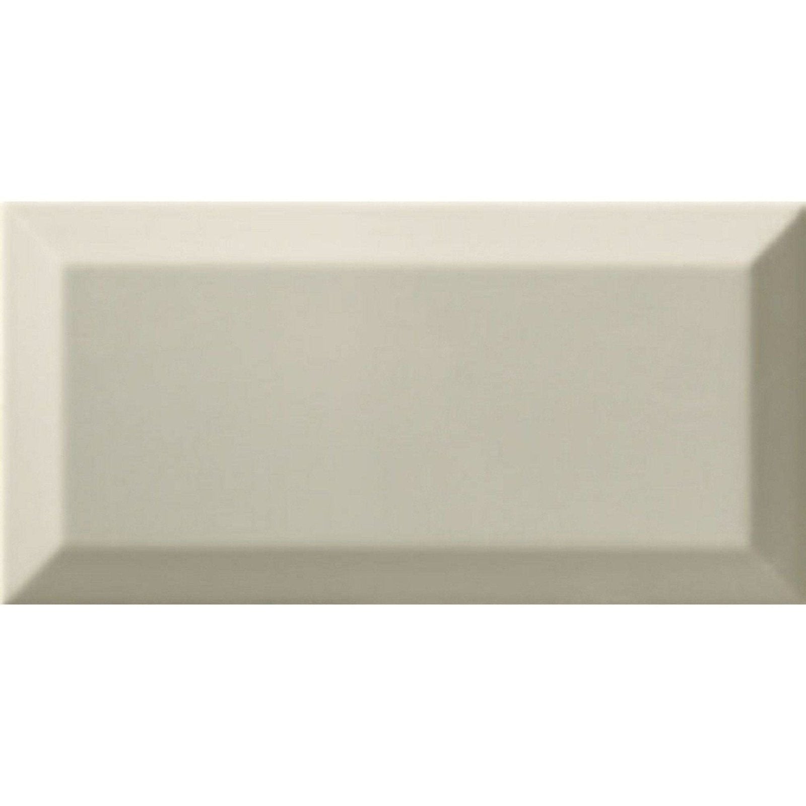 Beige rectangular subway tile with subtle matte finish and raised edges from metro light grey gloss collection