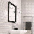 Black-framed rectangular bathroom mirror with sleek modern design in metro matt white finish